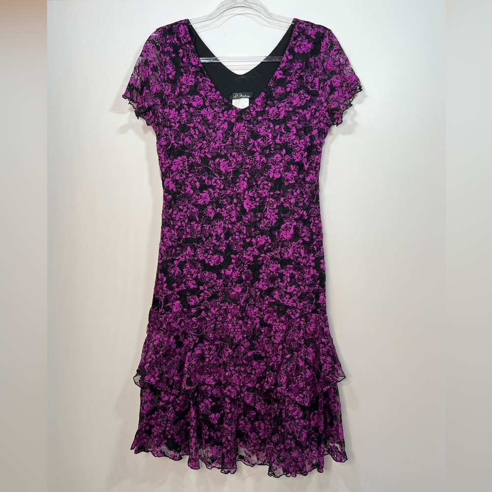 L’Atelier Lace V-Neck Ruffle Midi Dress size M